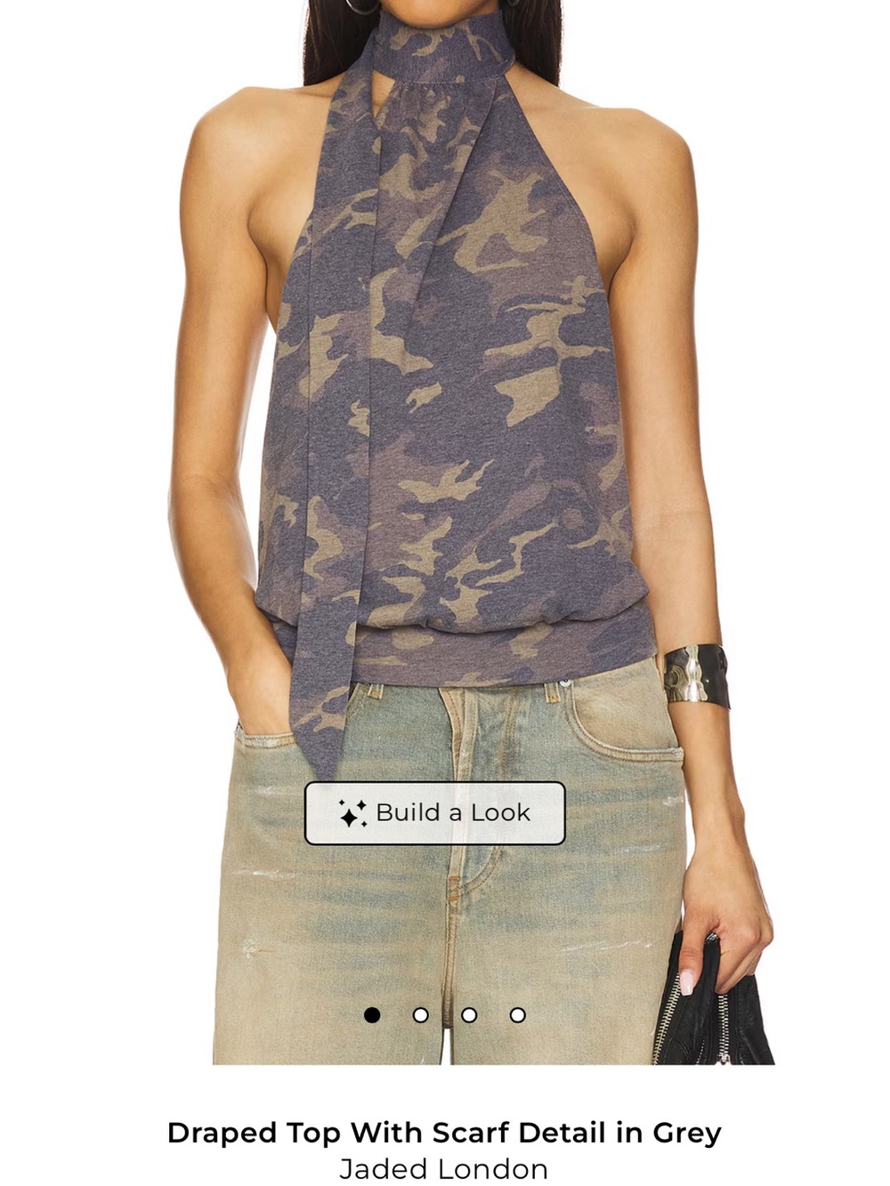 NWT REVOLVE Jaded London Camo Draped Halter Scarf Top